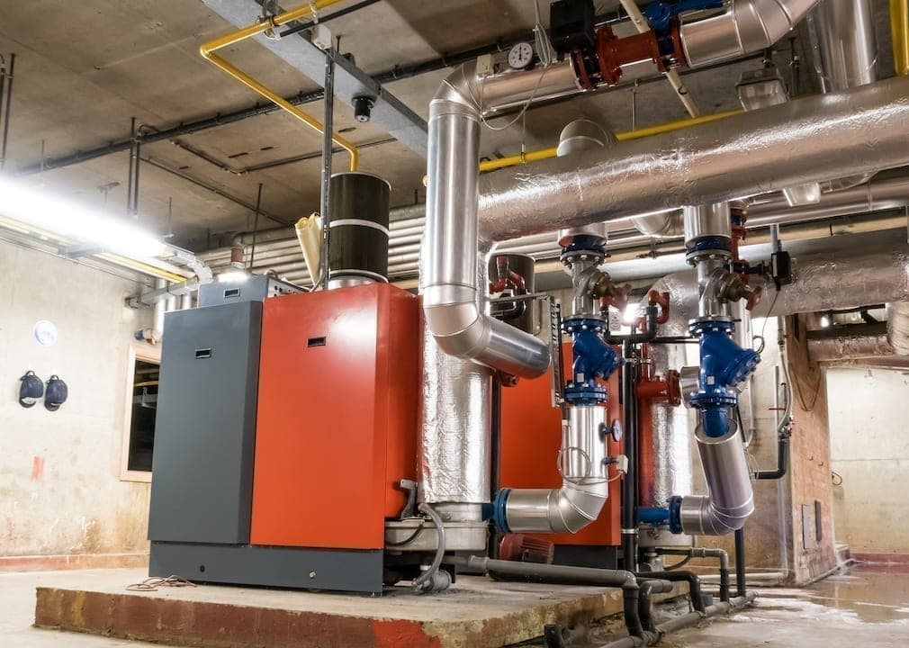 Industrial Burner system in a boiler room