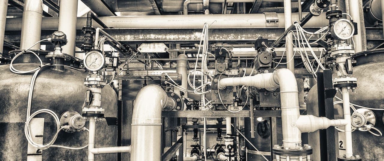 Mechanical equipment filled with inventory parts.