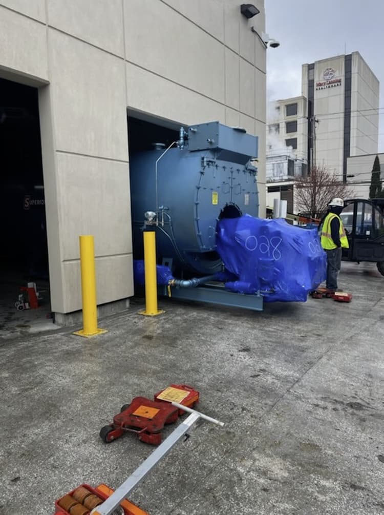 Superior Boiler being installed at Mary Lanning Hospital