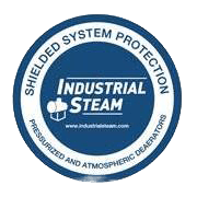 Industrial Steam logo — manufacturer of pressurized and atmospheric deaerators for boiler system protection.