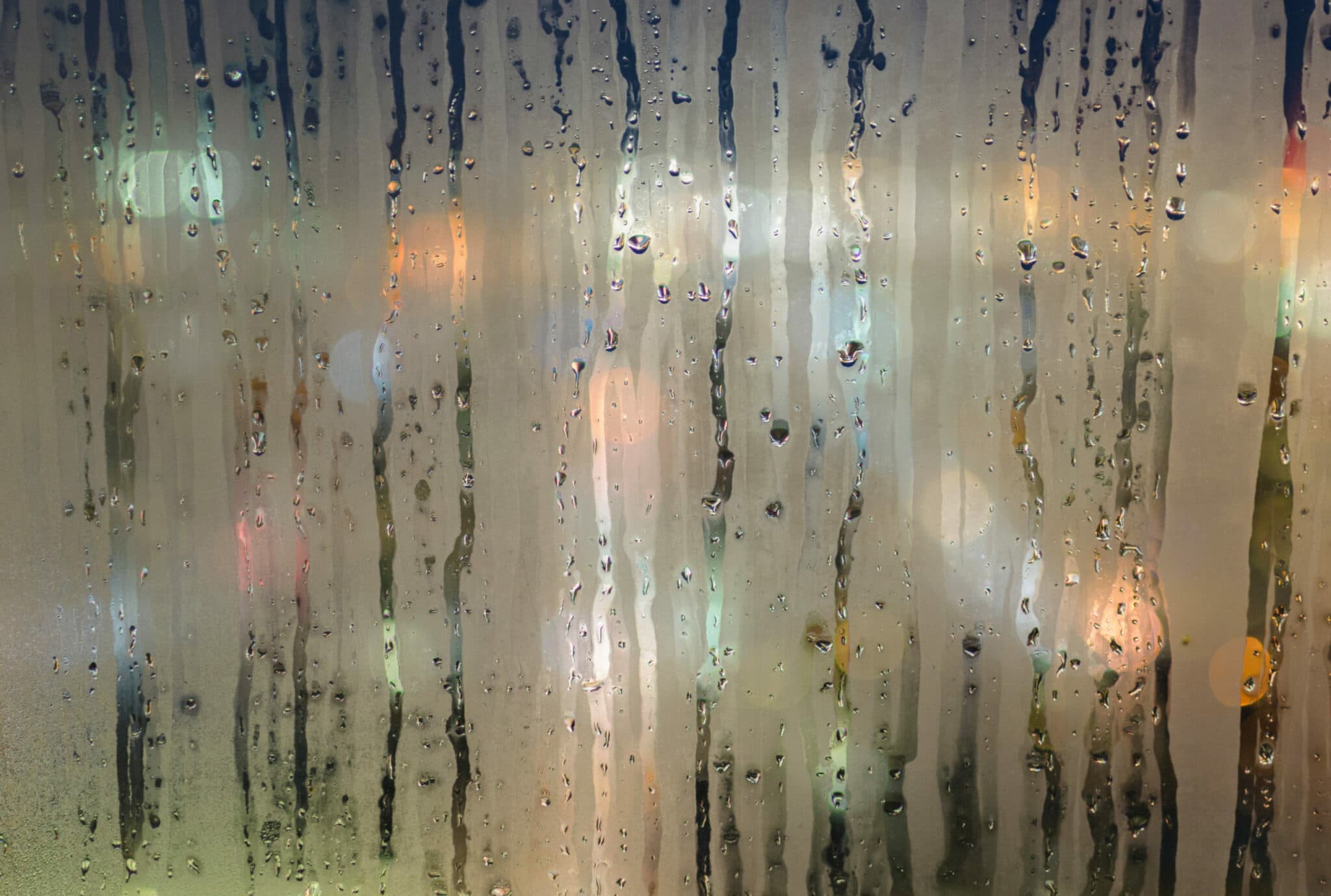 Condensation on glass window is a humidity problem in commercial buildings.