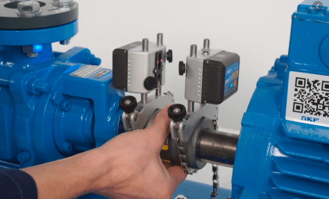 Laser sensor and laser emitter on a shaft