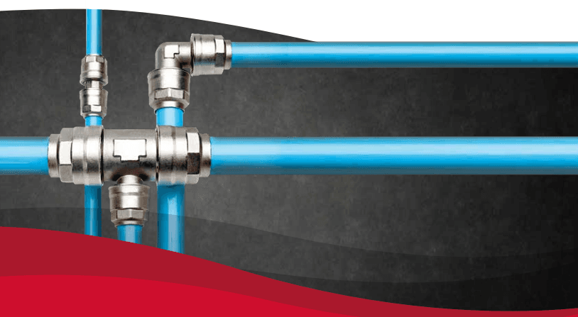 Compressed air piping system showing Gardner Denver plastic piping