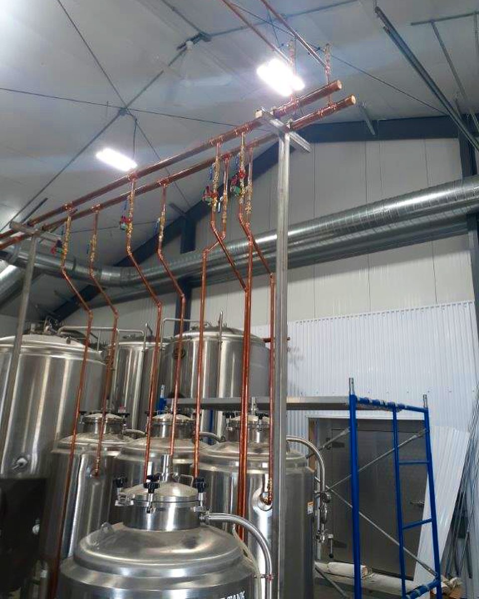Glycol piping for brewery 