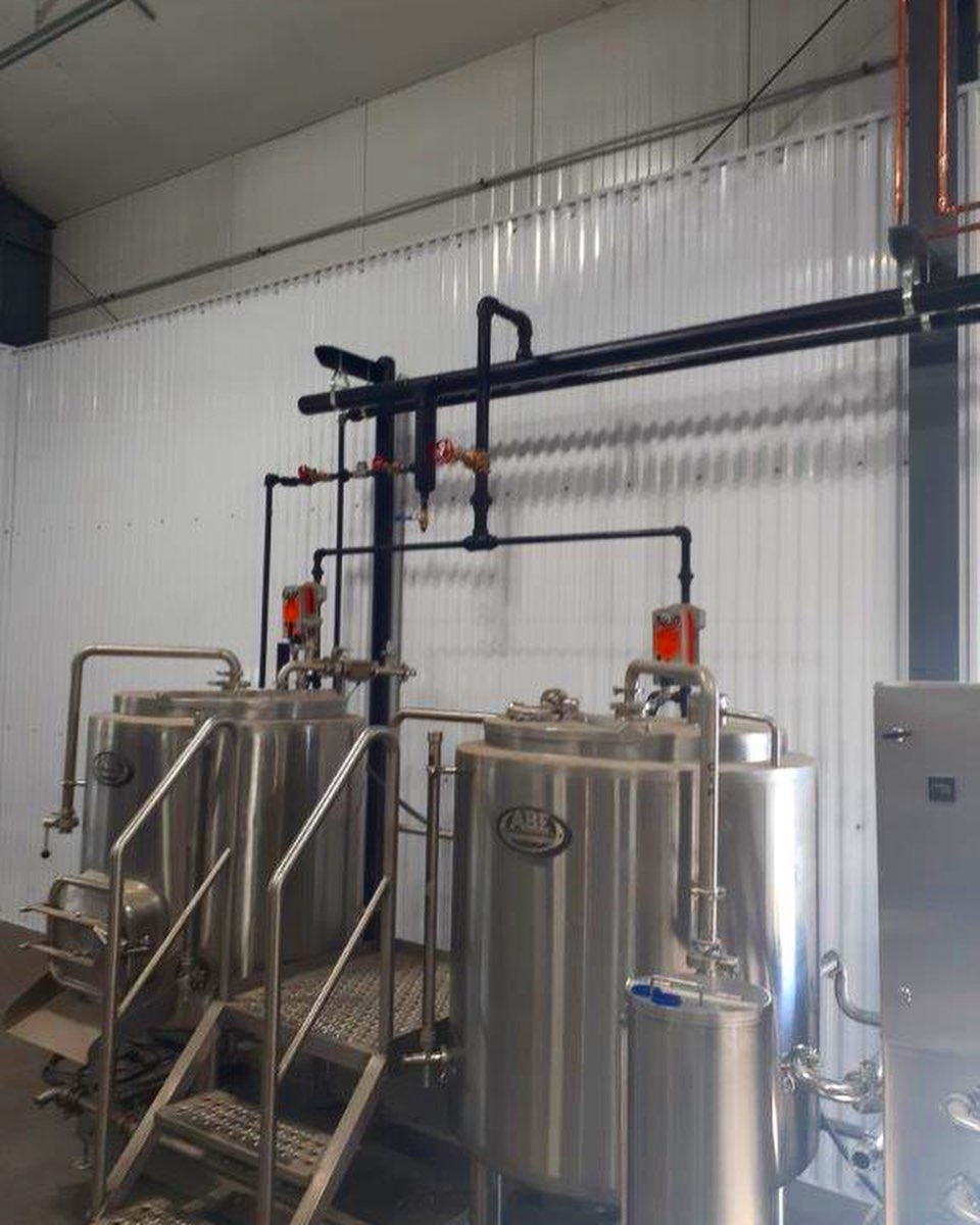 Process piping at a brewery 